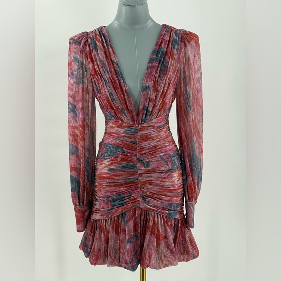 🆕 PATBO 🧿 NWOT Twist Metallic Ruched Mini Dress, Pink - Sz BR 36 US 4 - Picture 13 of 16